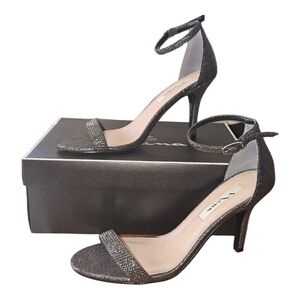 Nina New York Women's Black Iridescent Glitter Leather Size 9M Veniza-FY